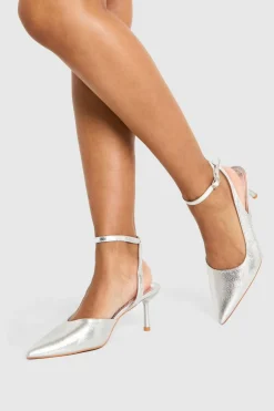 Low Wrap Around Metallic Court Shoes | Nasty Gal