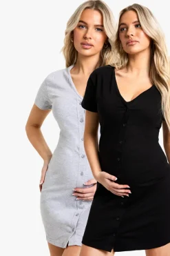 Maternity 2 Pack Button Front Nightie | Nasty Gal