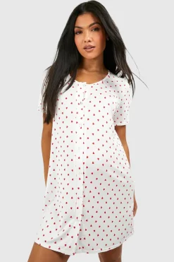 Maternity Button Through Heart Print Nightie | Nasty Gal