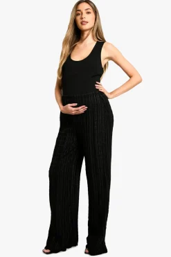 Maternity Textured Crinkle Wide Leg Trousers | Nasty Gal