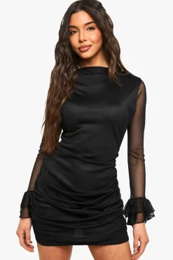 Mesh Flare Sleeve Mini Dress | Nasty Gal