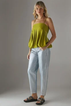 Metallic Denim Barrel Leg Jean | Nasty Gal