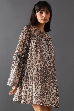 Metallic Jacquard Dobby Flared Sleeve Mini Dress | Nasty Gal