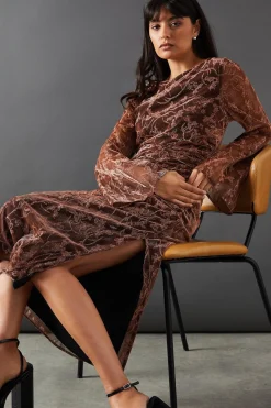 Metallic Mesh Ruched Side Midi Dress | Nasty Gal