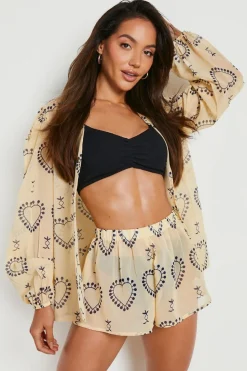Milagro Heart Print Shirt & Short Beach Co-ord | Nasty Gal