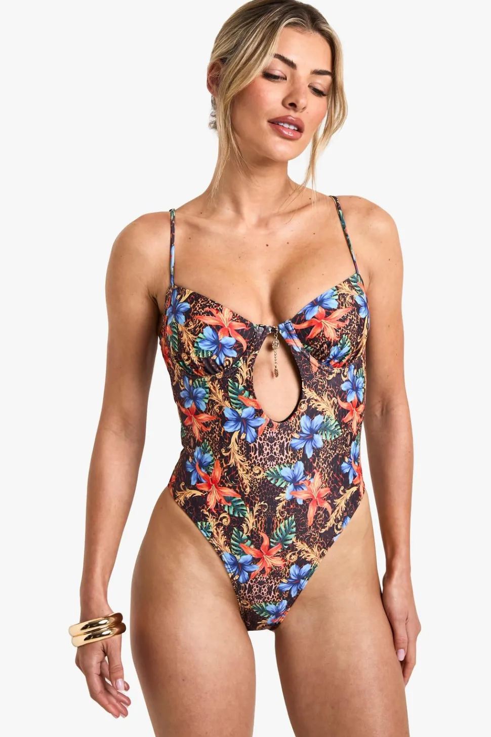 Mix Floral Underwire Swimsuit | Nasty Gal
