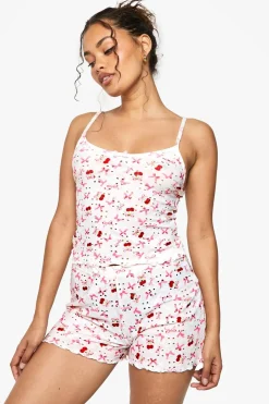 Mixed Bow & Cherry Print Cami & Shorts Pyjama Set | Nasty Gal