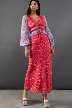 Mixed Chiffon Ruffle Midi Tea Dress | Nasty Gal