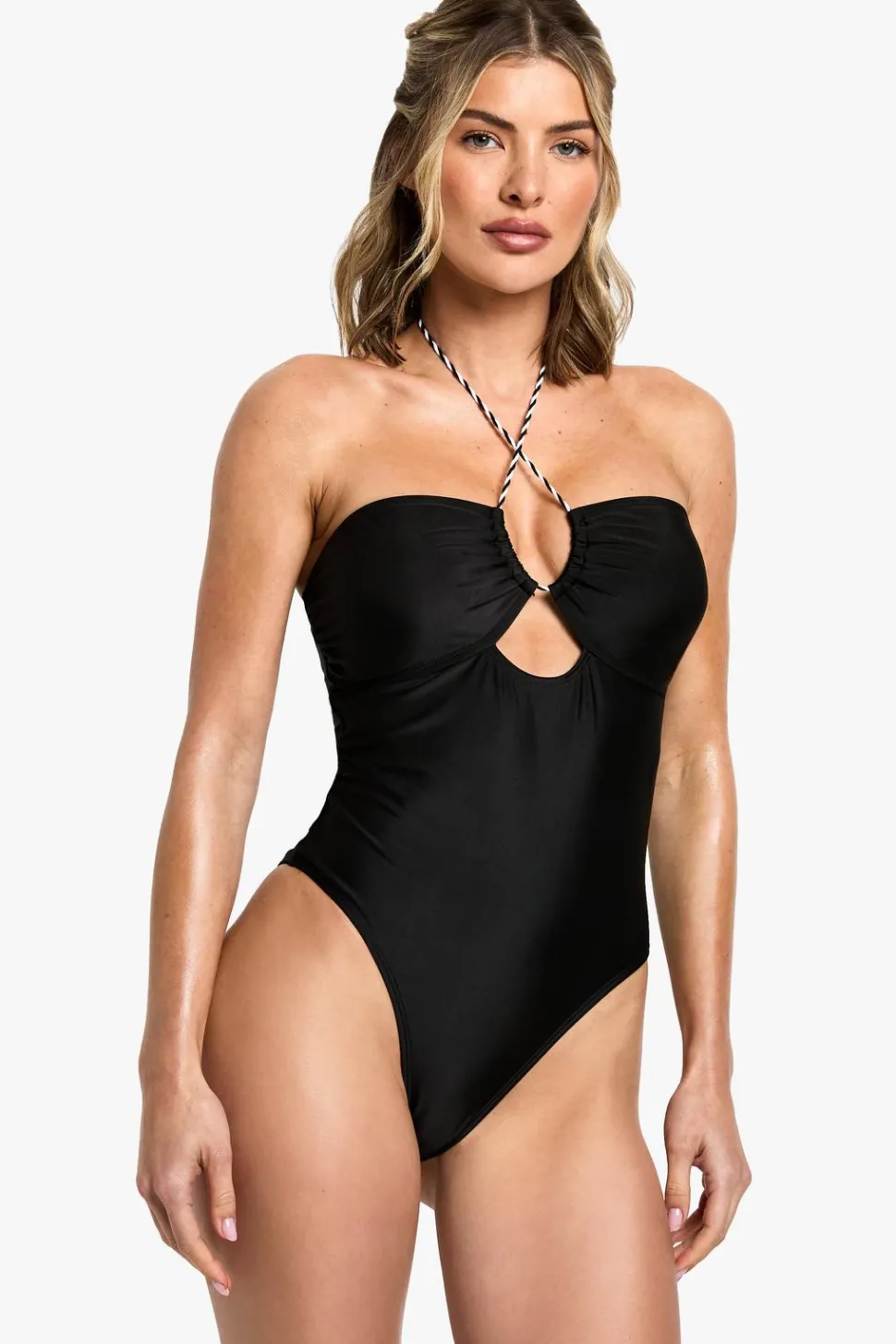 Mono Rope Strap Bandeau Swimsuit | Nasty Gal