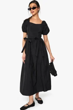 Nylon Puff Sleeve Midi Dress | Nasty Gal