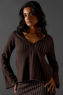 Ombre Ribbed Flare Sleeve Knitted Top Co Ord | Nasty Gal