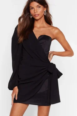 One Shoulder Chiffon Wrap Mini Dress | Nasty Gal