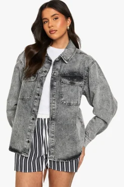 Oversized Acid Wash Denim Shirt | Nasty Gal