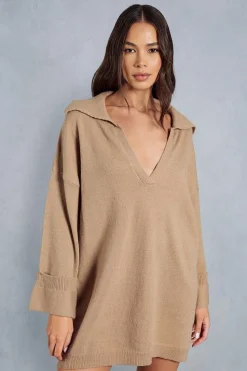Oversized Collar Detail Mini Jumper Dress | Nasty Gal
