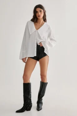 Oversized Collar Fluted Sleeve Shirt | Nasty Gal