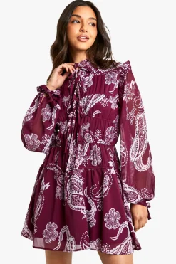Paisley Tie Chiffon Smock Dress | Nasty Gal