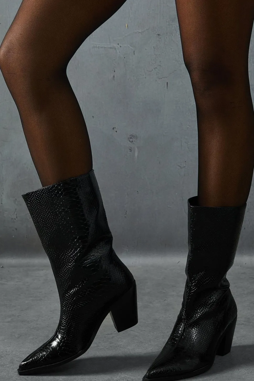 Patent Croc Low Heel Cowboy Boots | Nasty Gal