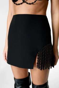 Pearl Trim Tailored Skirt | Nasty Gal