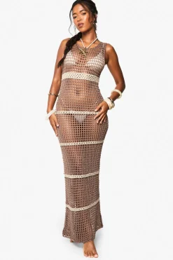 Petite Beach Crochet Super Soft Stripe Maxi Dress | Nasty Gal