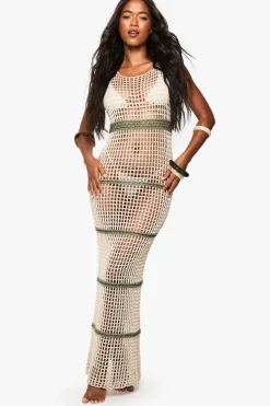 Petite Beach Crochet Super Soft Stripe Maxi Dress | Nasty Gal