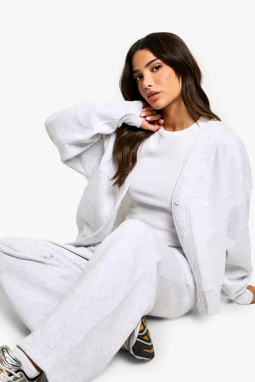 Petite Button Cardigan Straight Leg Tracksuit | Nasty Gal