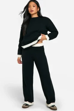 Petite Contrast Knitted Jumper And Trouser Co Ord | Nasty Gal
