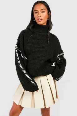 Petite Contrast Stitch Detail Jumper | Nasty Gal