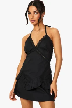 Petite Halter Neck Lace Mini Dress | Nasty Gal