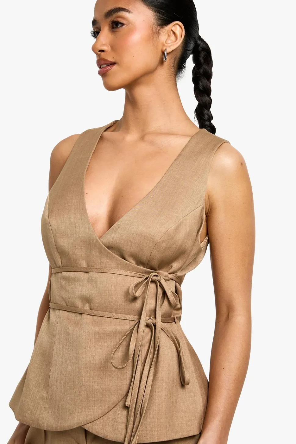 Petite Linen Look Waistcoat | Nasty Gal