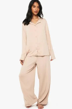 Petite Long Sleeve Shirt & Trousers Pyjama Set | Nasty Gal