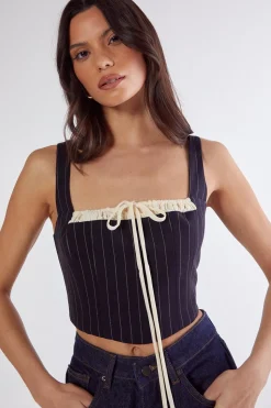 Pinstripe Contrast Bust Tailored Corset Top | Nasty Gal