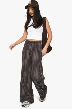 Pinstripe Drawcord Straight Leg Trousers | Nasty Gal