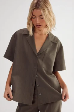 Pinstripe Revere Shirt | Nasty Gal