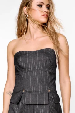 Pinstripe Tailored Bustier Top | Nasty Gal