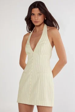 Pinstripe Tailored Halter Waistcoat Dress | Nasty Gal