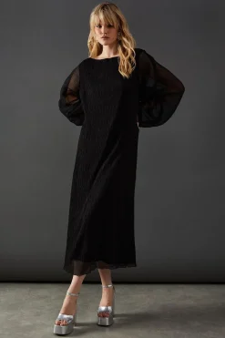 Plisse Batwing Midi Dress | Nasty Gal