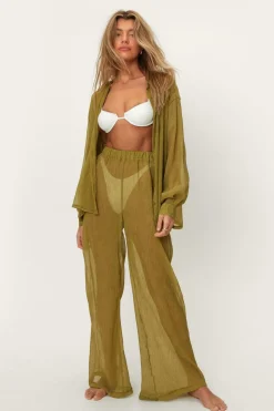 Plisse Wide Leg Beach Pants | Nasty Gal