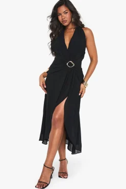 Plunge Chiffon Trim Detail Midaxi Dress | Nasty Gal