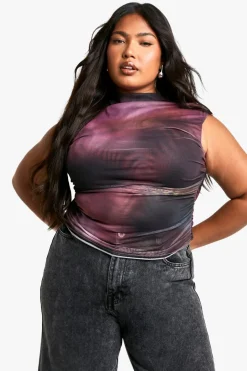 Plus Abstract Ruched Front Bardot Top | Nasty Gal