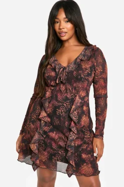 Plus Animal Print Ruffle Shift Dress | Nasty Gal