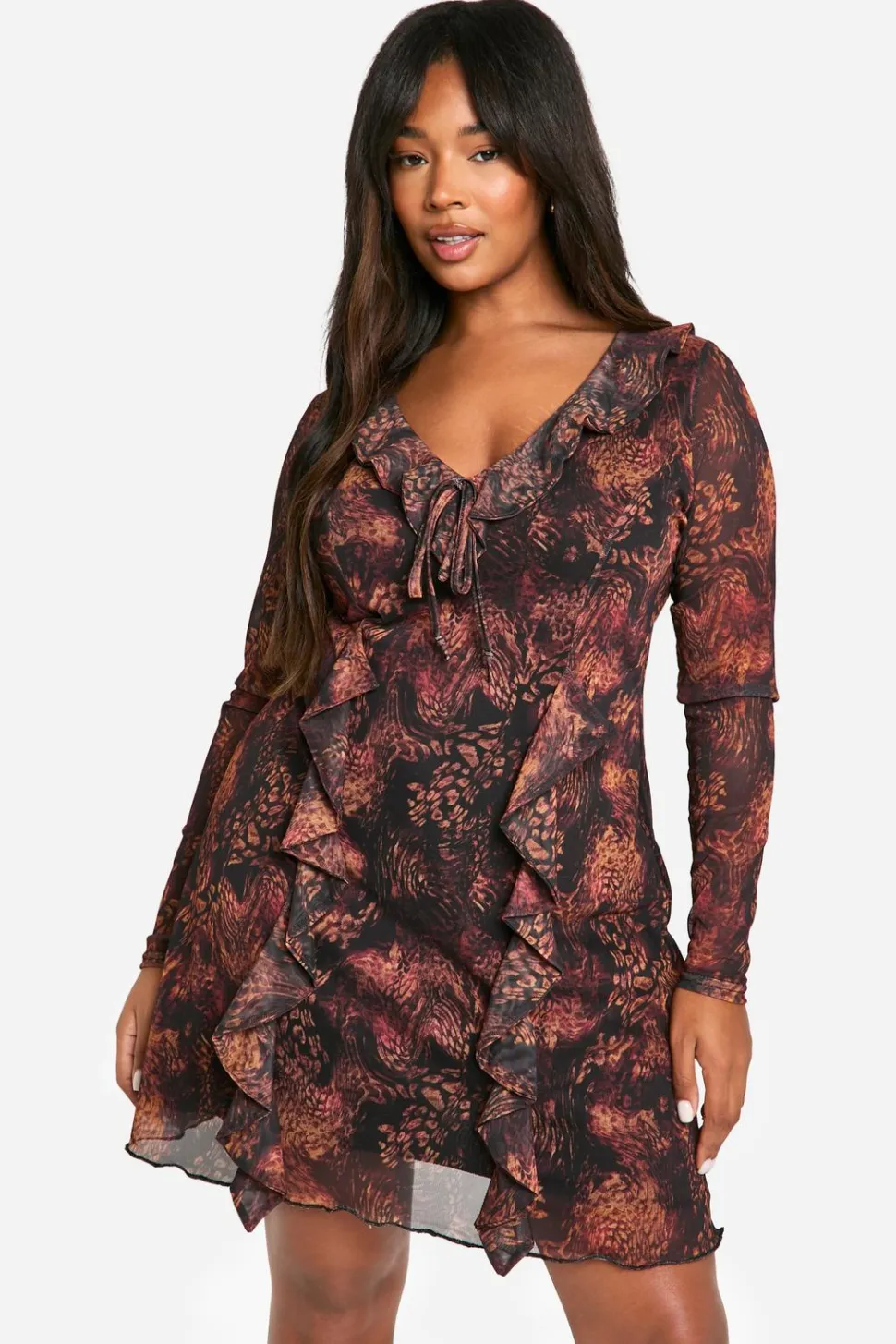 Plus Animal Print Ruffle Shift Dress | Nasty Gal