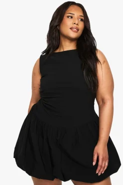 Plus BENGALINE ROUCHED BUBBLE HEM MINI DRESS | Nasty Gal