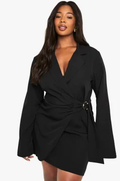 Plus Buckle Detail Tie Waist Tailored Blazer Dress | Nasty Gal