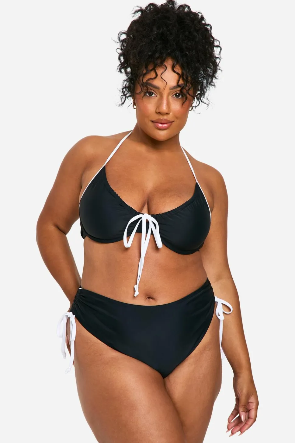 Plus Contrast Tie Front Bikini Top | Nasty Gal