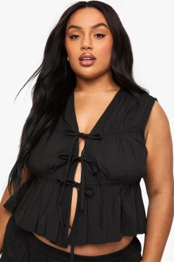 Plus Cotton Tie Front Waistcoat | Nasty Gal