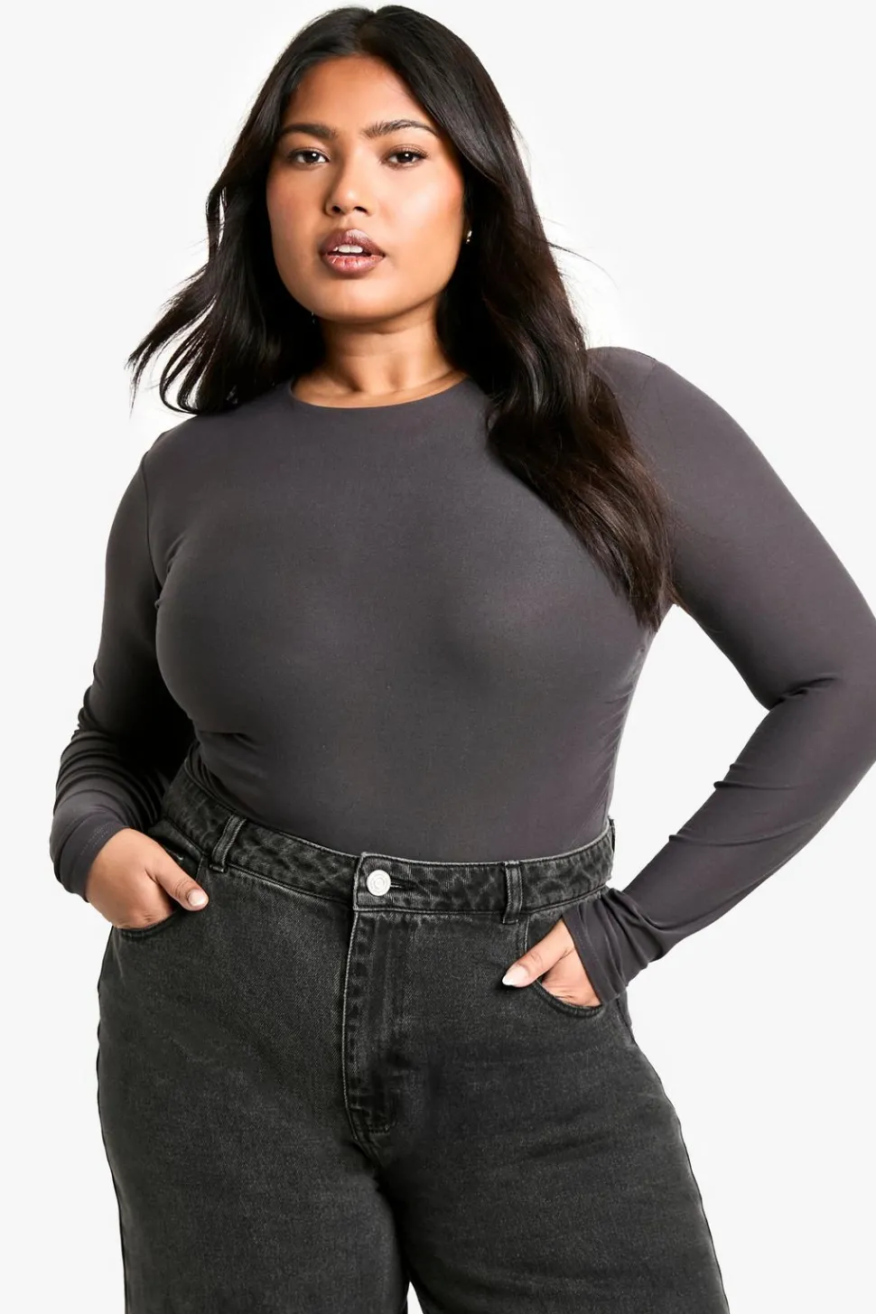Plus Double Layer Ruched Long Sleeve Top | Nasty Gal