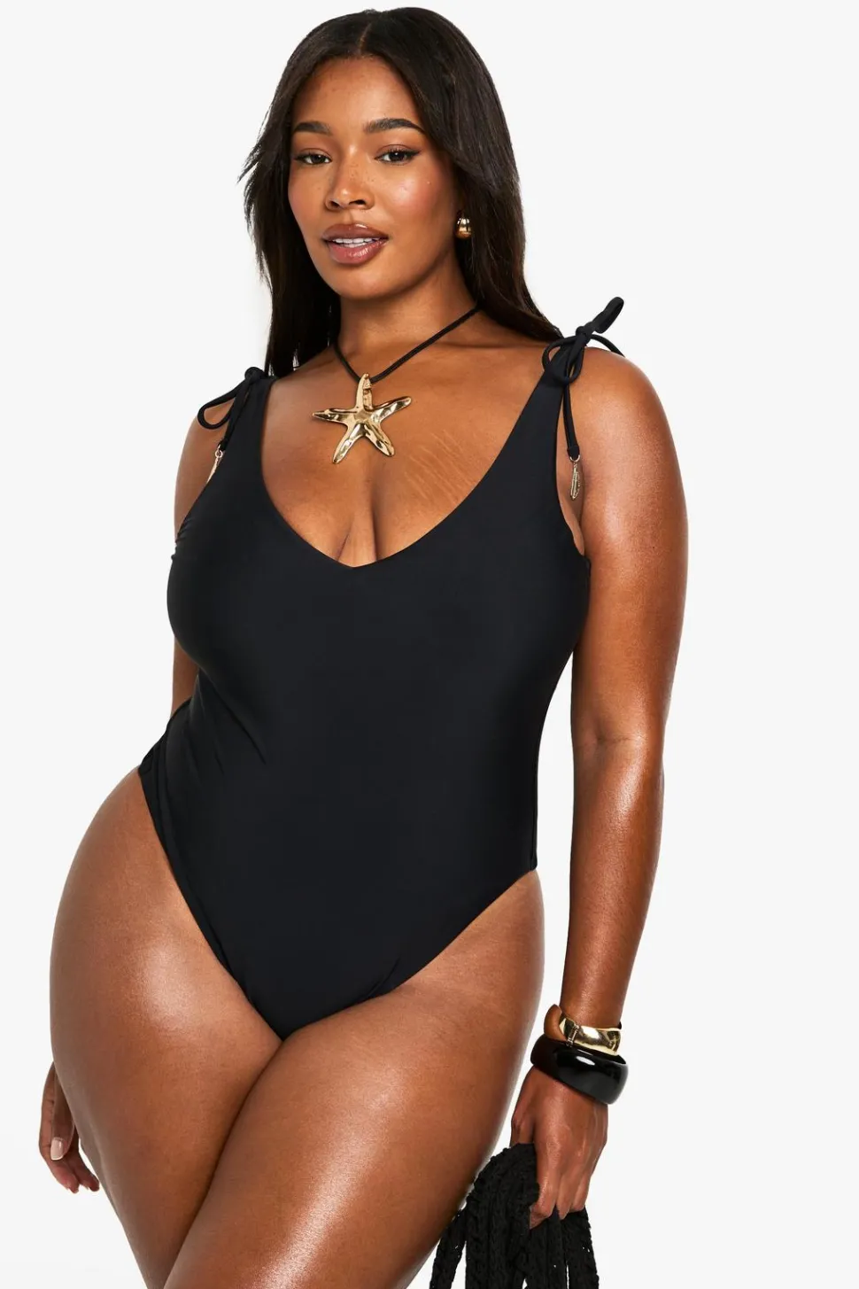 Plus Feather Charm Backless Swimsuit | Nasty Gal