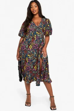 Plus Floral Print Midi Smock Dress | Nasty Gal