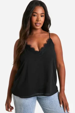 Plus Lace Insert Chiffon Cami Top | Nasty Gal
