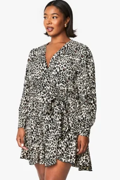Plus Leopard Wrap Ruffle Skater Dress | Nasty Gal